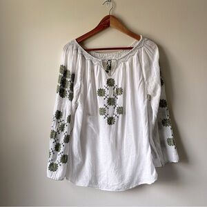 vintage sheer white embroidered hippie peasant blouse 60s 70s